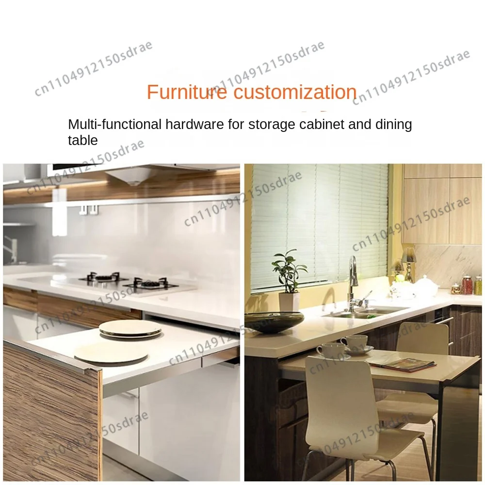 5/6 Hidden Folding Table Rails Aluminum Telescopic Cabinets Dining Slide Rails Flat Push Folding Table Hardware Accessories