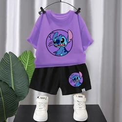 Kawaii ścieg dziewczyna dres Cartoon letnie ubrania dla dzieci zestaw słodkie nadruki dzieci odzież stroje T-Shirt dla dzieci + 2 spodenki