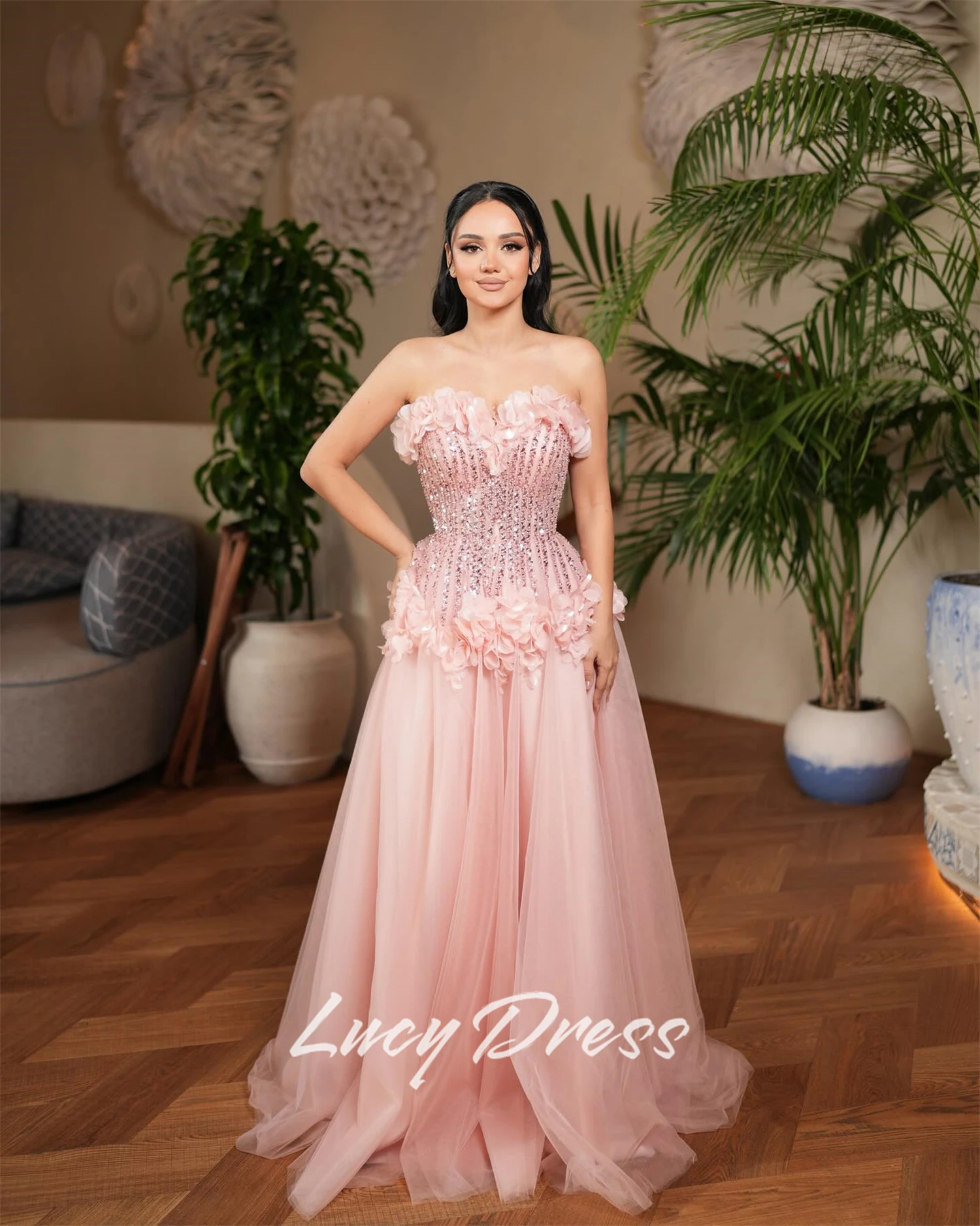 

Lucy Customized Party Dress Evening Dresses for Wedding Guests Prom Dresses Woman Special Occasion Dress Pink Evening Dresses