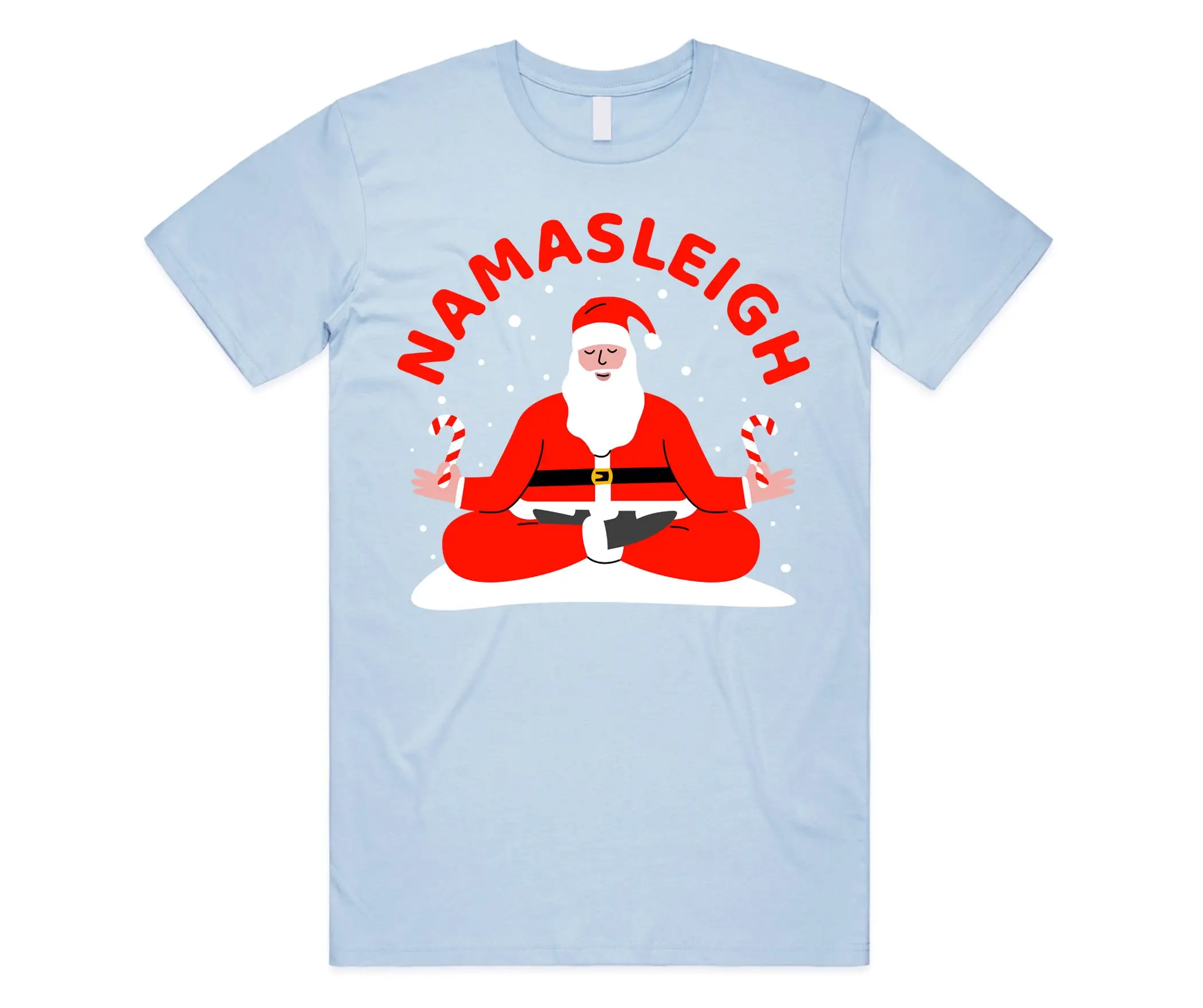 Namasleigh Christmas Xmas T Shirt Top Santa Yoga Pose Funny Namaste Boho Meme