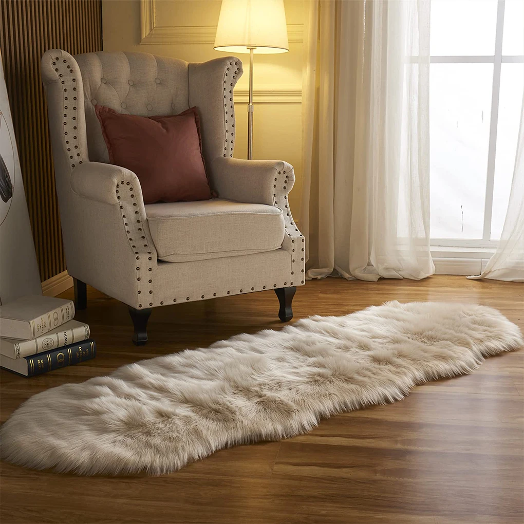 180*60cm Soft Sheepskin Bedroom Carpet Imitation Wool Pad Bedside Rugs Sofa Cushion Rugs Living Room Fluffy Hairy Fur Carpet