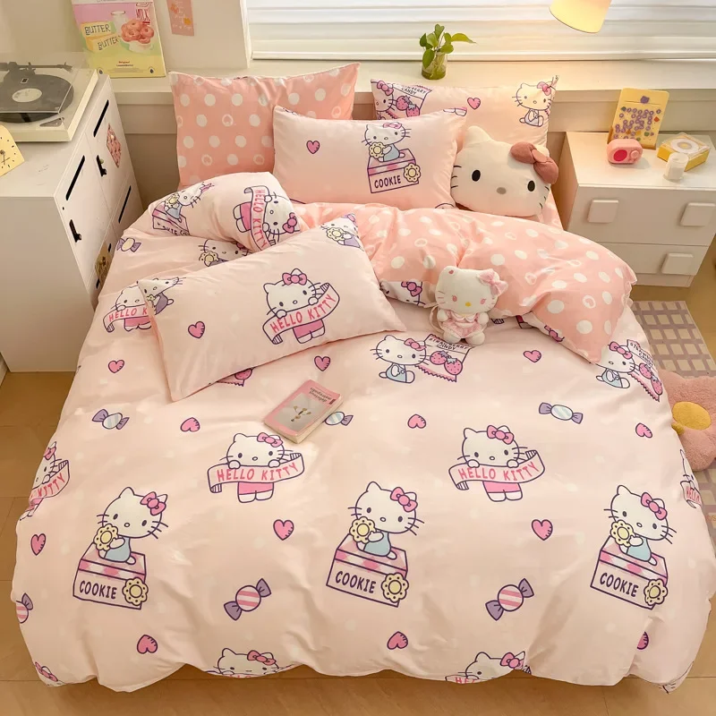 Kuromi Melody Cartoon Duvet Cover Hello Kitty Cinnamoroll Kids Bedding Set Student Dormitory Cute Duvet Cover Bedroom Decor - Image 4