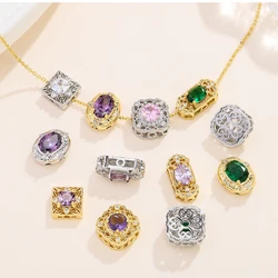 10PCS Luxury Alloy Inlaid With Zircon Beads Loose Spacer Beads For Jewelry Making Necklace Bracelets DIY Accessories