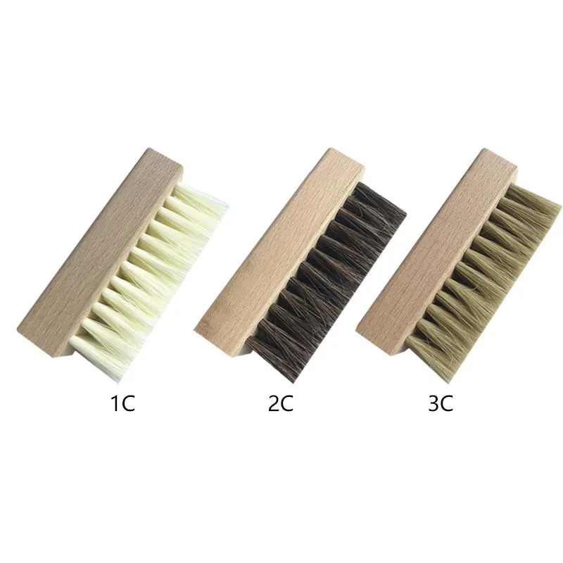 1PC Beech wood small square brush, horse hair, bristle hair, PP silk, ground silk, solid wood shoe brush, cleaning, dust removal