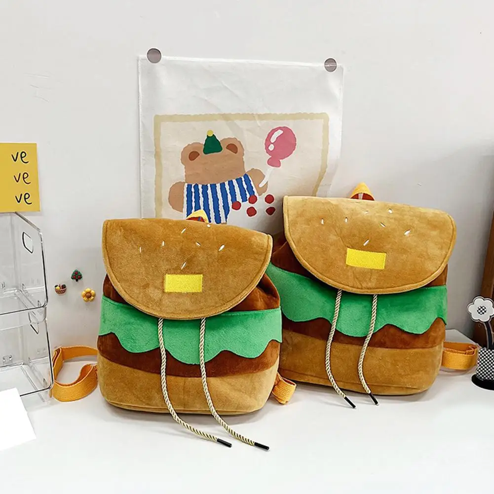 Women Backpack Hamburger Shape Cartoon Storage Cute Funny Girls Boys Kids School Cartoon School Bookbag Backpack Travel