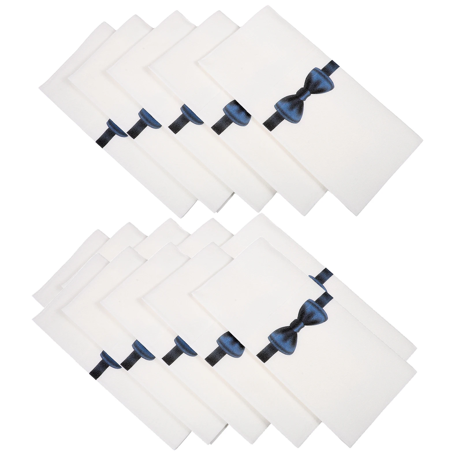 

50pcs Pocket Cutters Napkin Packaging Disposable Tableware Napkins Bow Printing Compact Foldable For Restaurant Hotel Kitchen