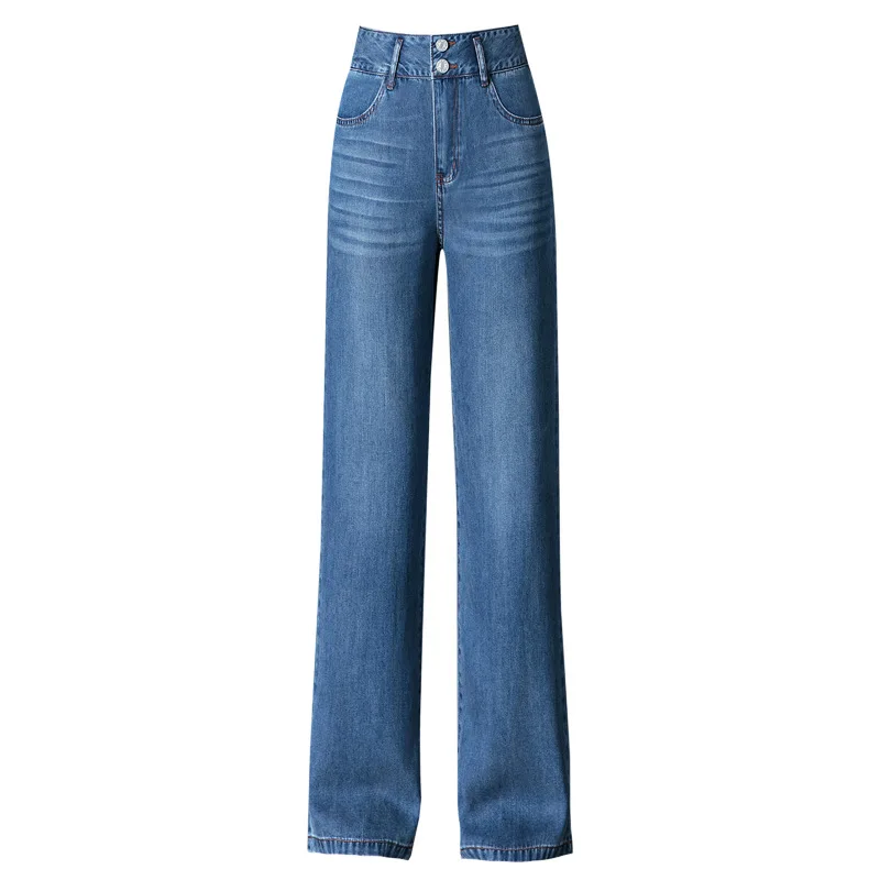 Jean en Denim Lyocell Doux et Respirant pour Femme, Jambes Droites, X-Long, Mince et Grand, Patte de Chat, Grande Taille XS à 3XL, Été