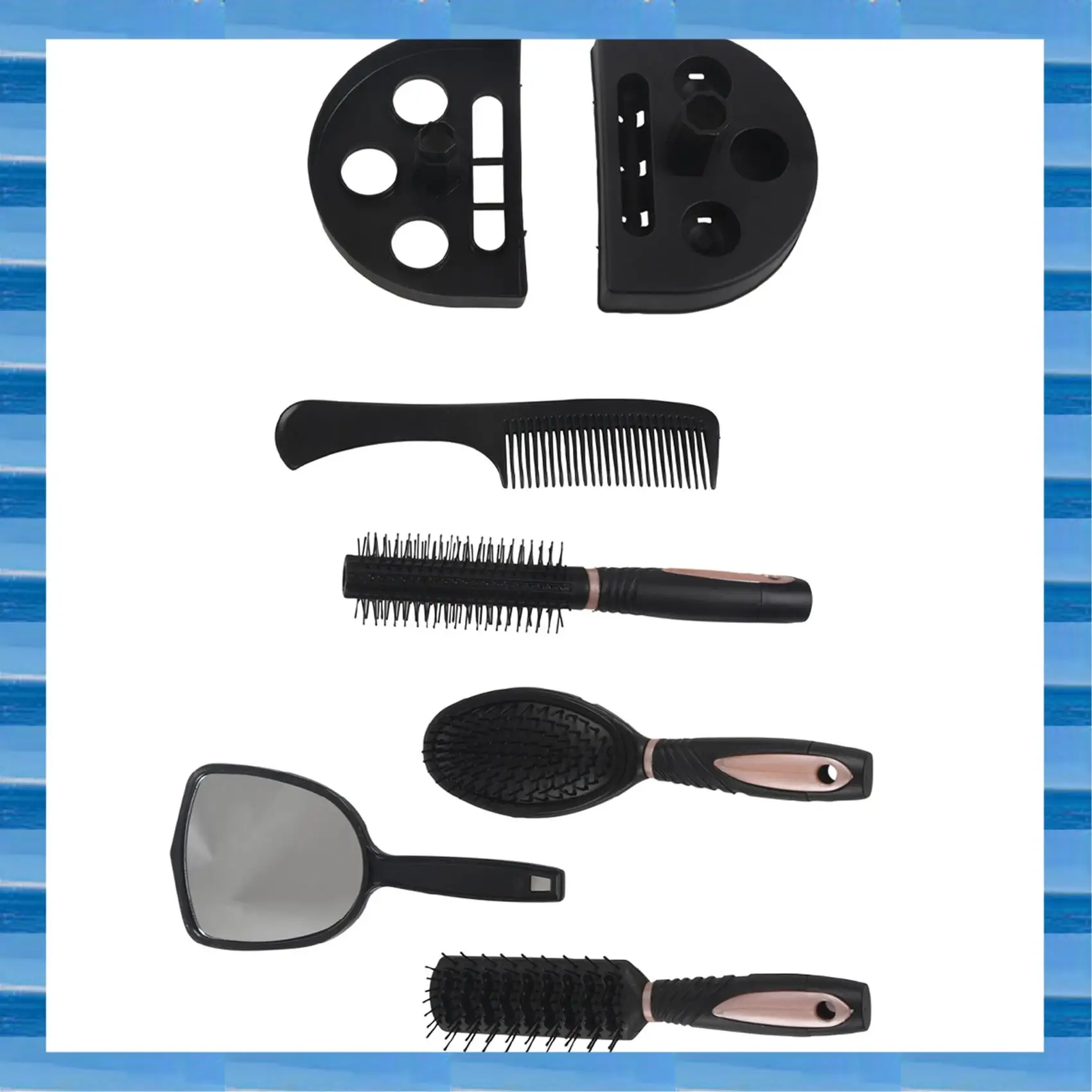 

AT53 10 шт., набор расчесок для волос, женская массажная расческа для ухода за волосами с зеркалом и подставкой, розовая