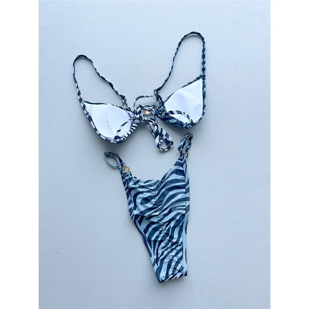 Neu mit Hose, bedruckter Bikini, Damen-Badeanzug, Damen-Bademode, dreiteiliges Bikini-Set, hoch geschnittene Beine, Badeanzug, Badebekleidung, Schwimmbekleidung V8461 – Detail 7