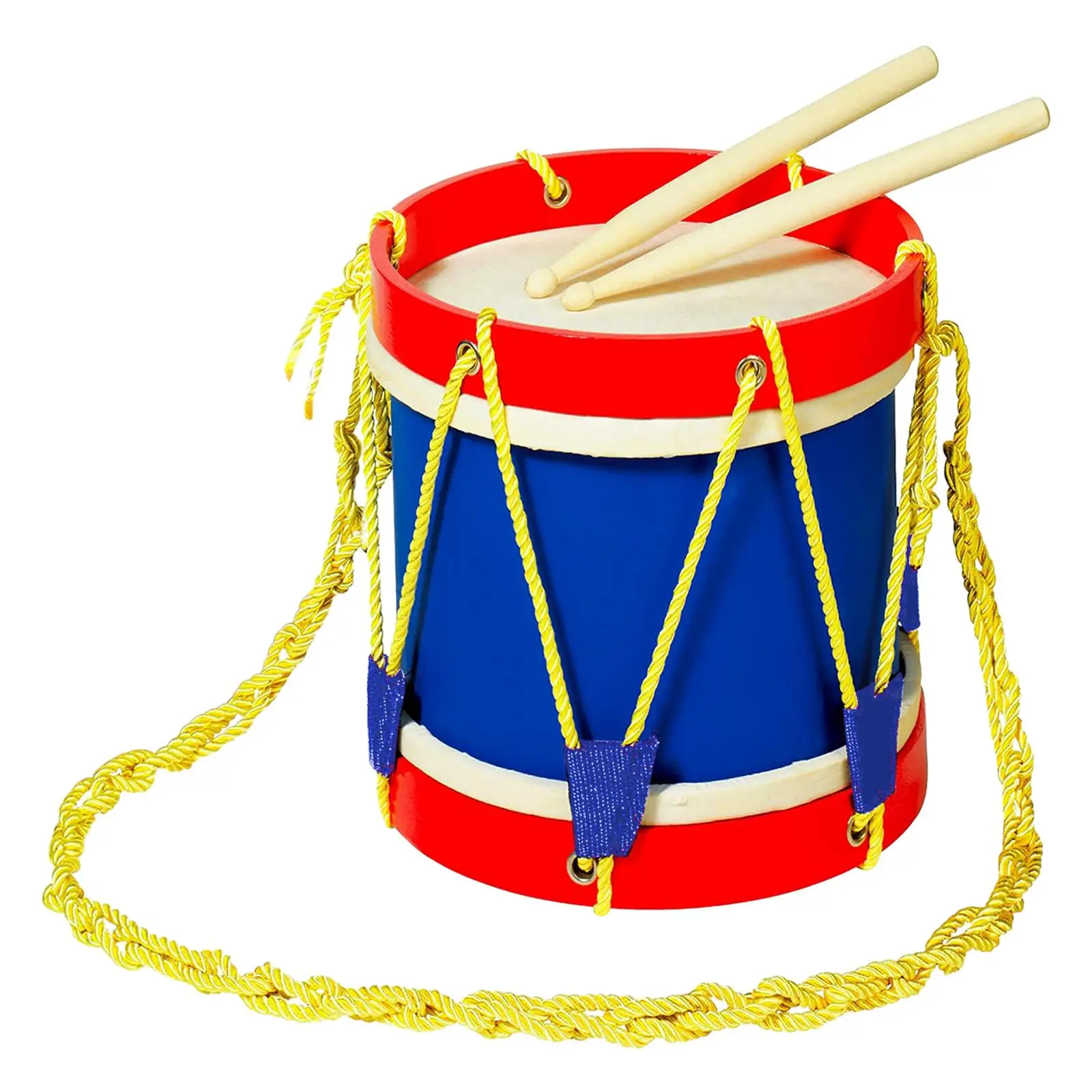 Kids Marching Drum Set Toddlers Drum Instrument Wooden Kids Drum Adjustable Strap for School Birthday Party Festivals Family