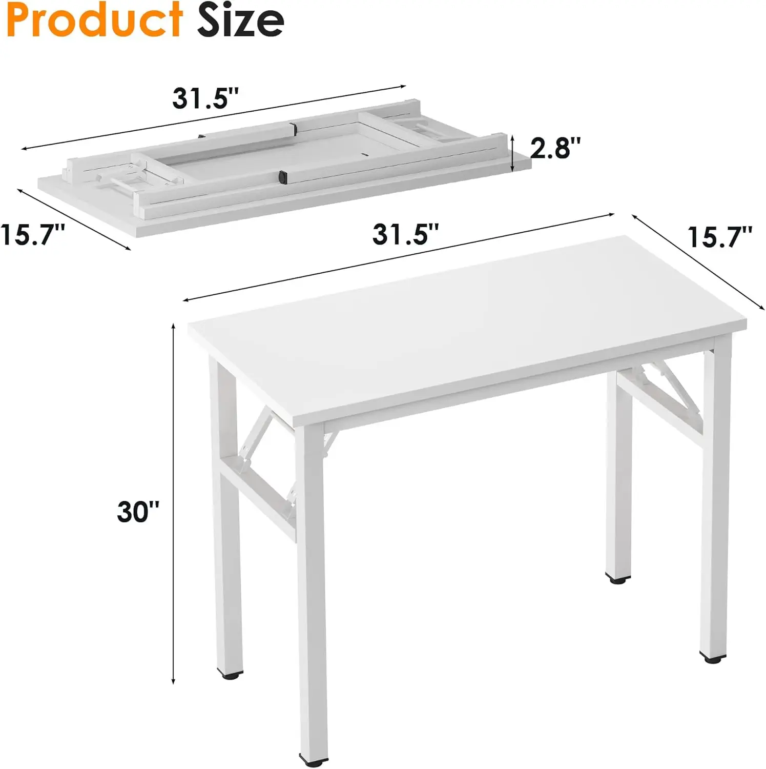 Necesita un escritorio pequeño para computadora, mesa plegable de 31,5 pulgadas sin ensamblaje, escritorio pequeño resistente para Escritura, escritorio plegable para espacios pequeños, blanco