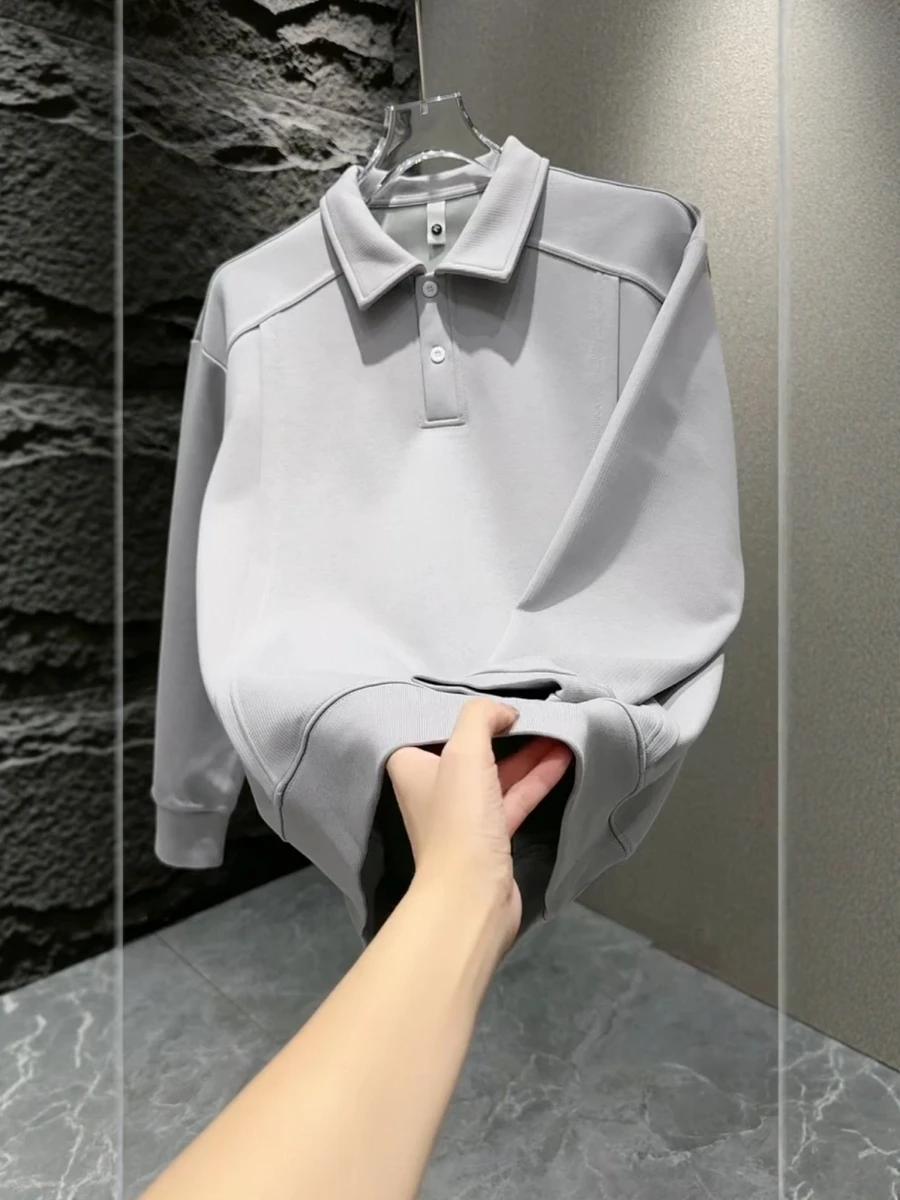 

Мужская модная толстовка на пуговицах, осень 2025: простая, повседневная, свободного кроя, класса люкс, универсальная, с длинным рукавом, комфортная, для мужчин среднего возраста