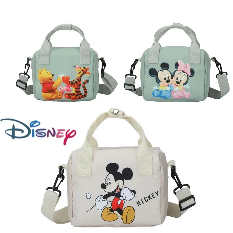 Bolsos de hombro MINISO Disney con dibujos animados de Mickey Mouse, bolso de compras informal de lona para mujer, bolso de moda de Anime bonito, bolso de mensajero