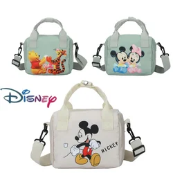 MINISO Disney Shoulder Bags Cartoons Mickey Mouse Casual Canvas Women Shopping Bag Cute Anime Fashion Handbag Messenger Bag