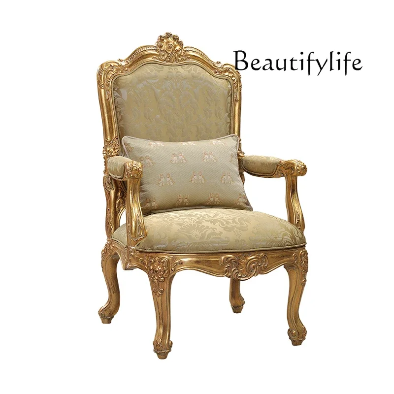

carving flower court retro old single sofa leisure chair European French light luxury classical solid wood