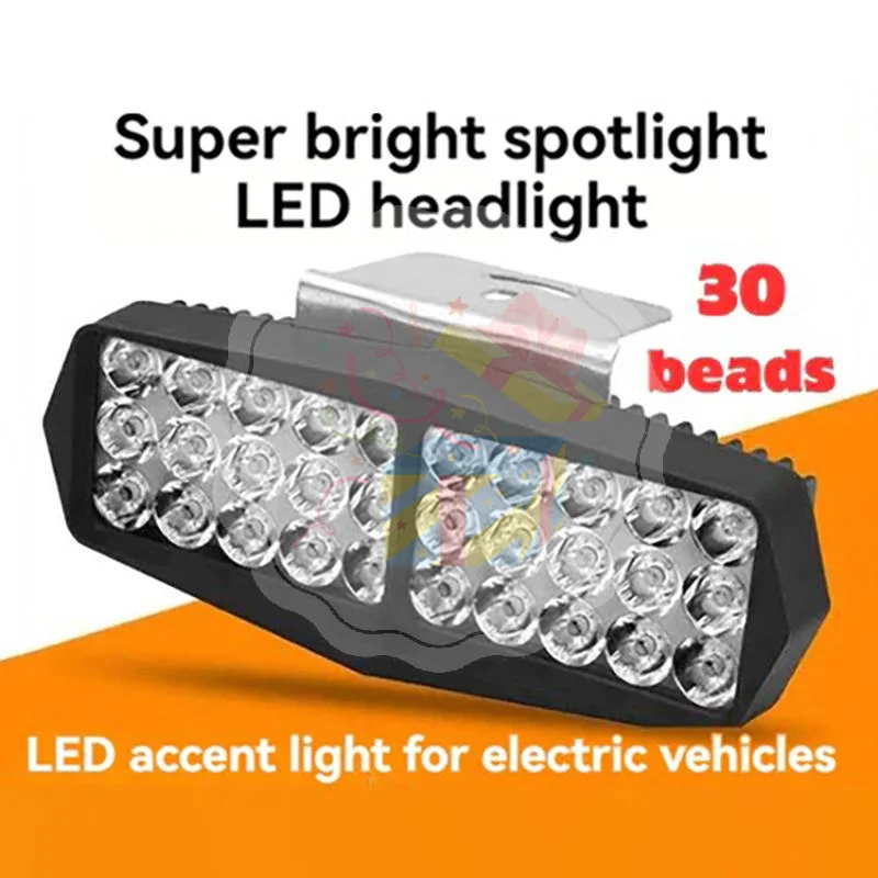 Universal 12V-80V E-Bike Headlight 30 LED Strong Bright Waterproof Lamp for Electric Vehicle Daily Commute