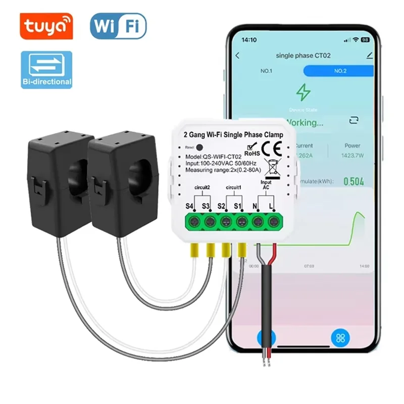 Vida inteligente wifi medidor de energia sensor de corrente estatístico para iluminação elétrica solar kwh monitor 100-240v-y05a