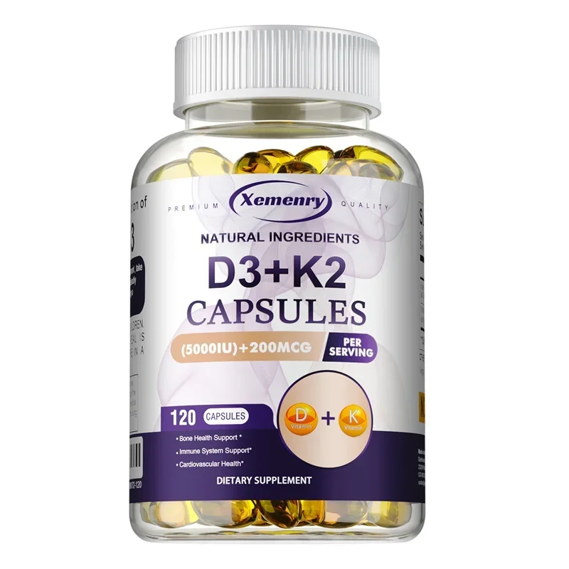 Vitamin D3+K2 Capsules - Supports Heart, Bone and Immune Health, Promotes Blood Circulation and Improves Sleep Quality