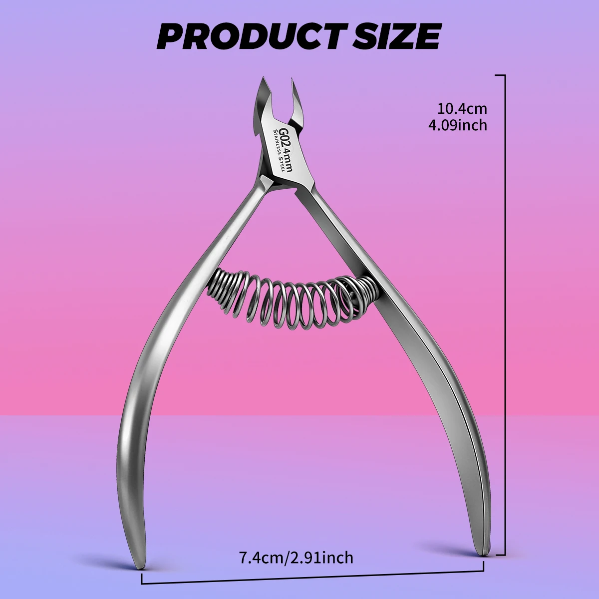 Professional Stainless Steel Cuticle Nippers, Easily Remove Edge Hangnails and Cuticles, Built-in Spring Labor-Saving Cutter,
