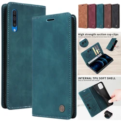 Wallet Flip Case on For Samsung Galaxy A20 A30 A50 A30s A50s A70s A70 Cover Cases Suction Cup Leather Stand Phone Protective Bag