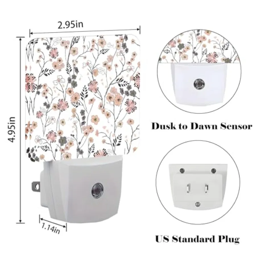 Night Light, Plug Into Wall for Boys Girls Bedroom Decorative Square Night Light Lamp 0.5w Sleep Friendly