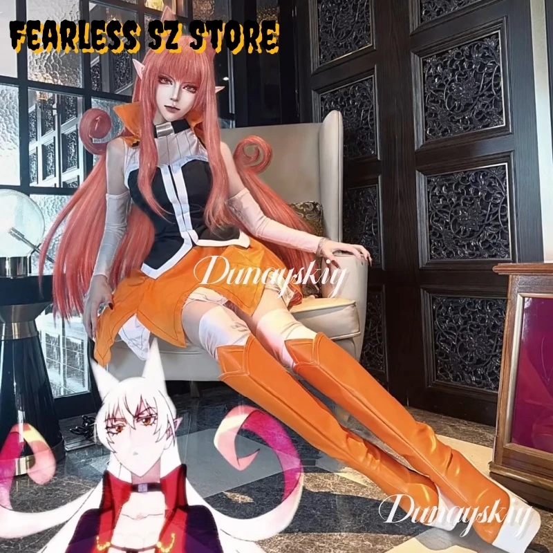 

Anime Welcome To De-mon School! Ameri Azazel Cosplay Iruma-kun Costume JK School Dress Orange Kawaii Minidress Wig Women 2026