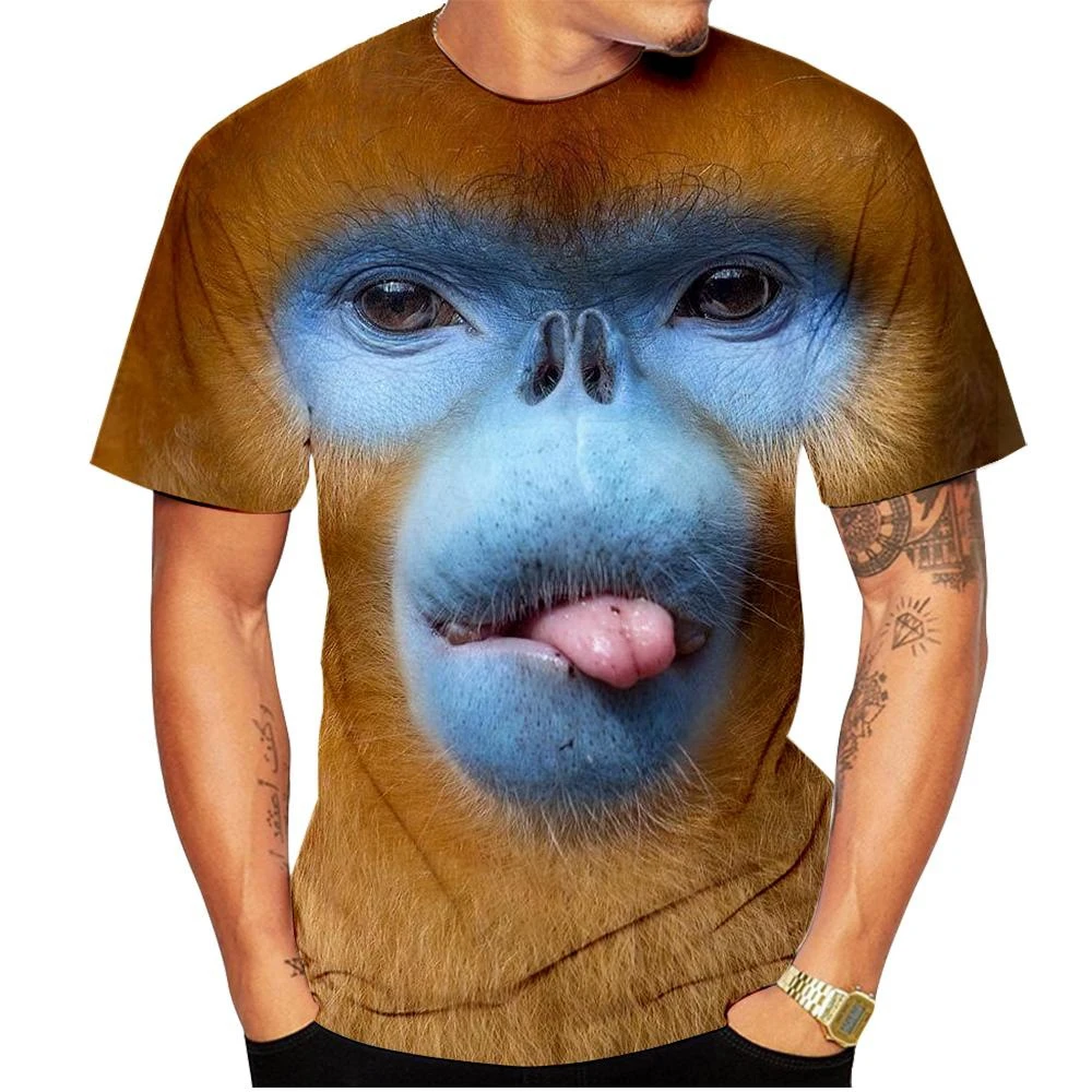 Neues 3D-Design eines lustigen Affen-T-Shirts, inspiriert von einem Orang-Utan. Lustiger Affe mit einem mürrischen Ausdruck. – Detail 10