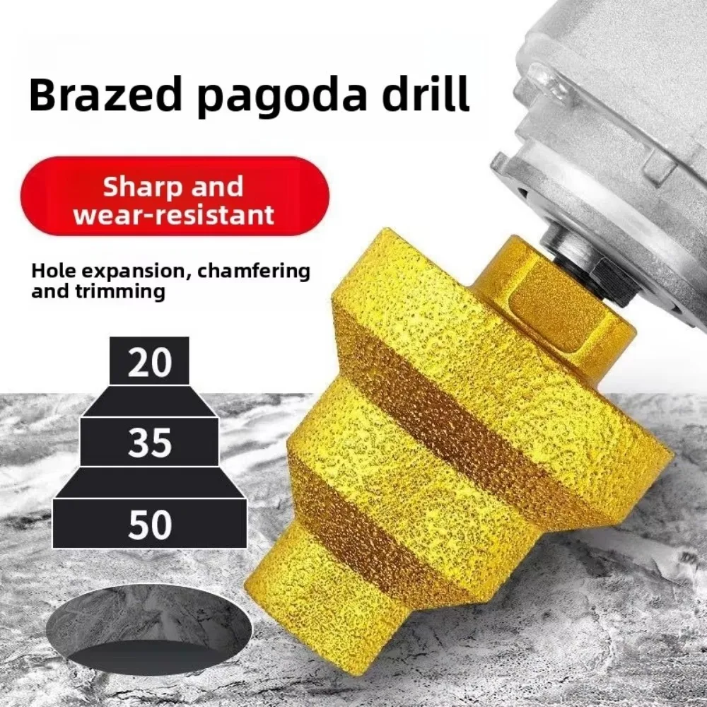 M10/M14 20/35/50mm Diamond Brazed Step Drill Bit M10/M14 Multi Layer Tapered Reamer Hole Expansion for Marble Tiles Incisive
