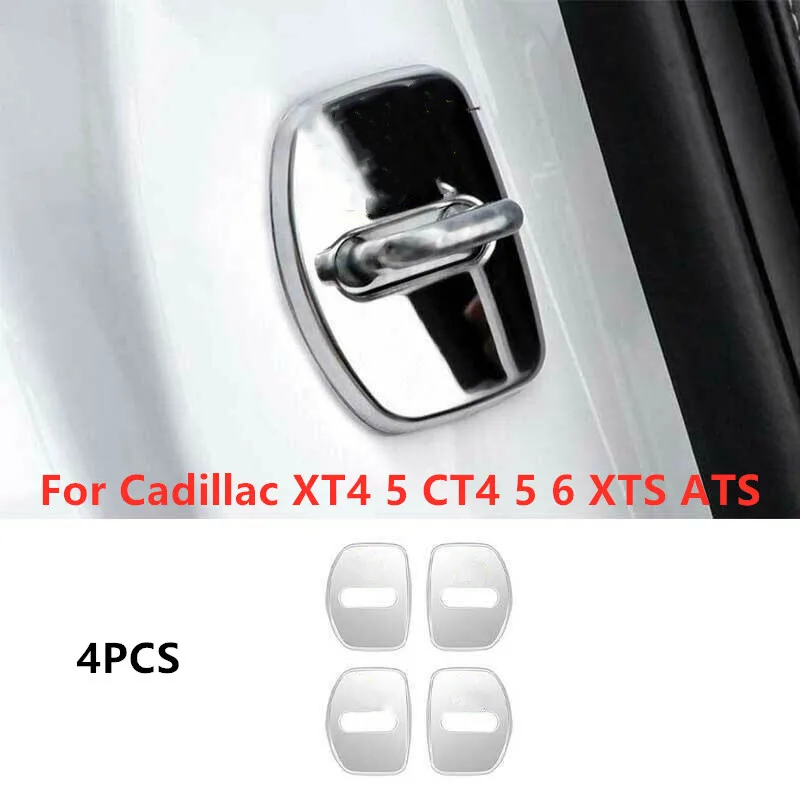 Chrome Steel Door Lock Protection Cover Trim For Cadillac XT4 5 CT4 5 6 XTS ATS