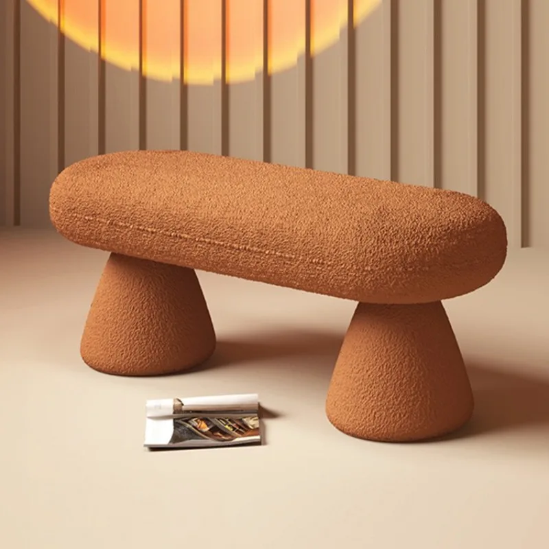 

Clothing store sofa stool lamb wool makeup home entrance shoe change stool