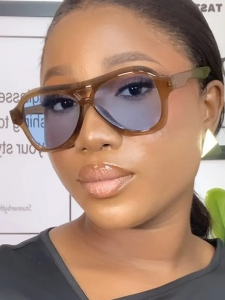 Retro Double Beam Sunglasses Women Brand Designer Glasses New Ins Fashion Personalized Gradient Eyewear Men Eyeglasses UV400 image 3