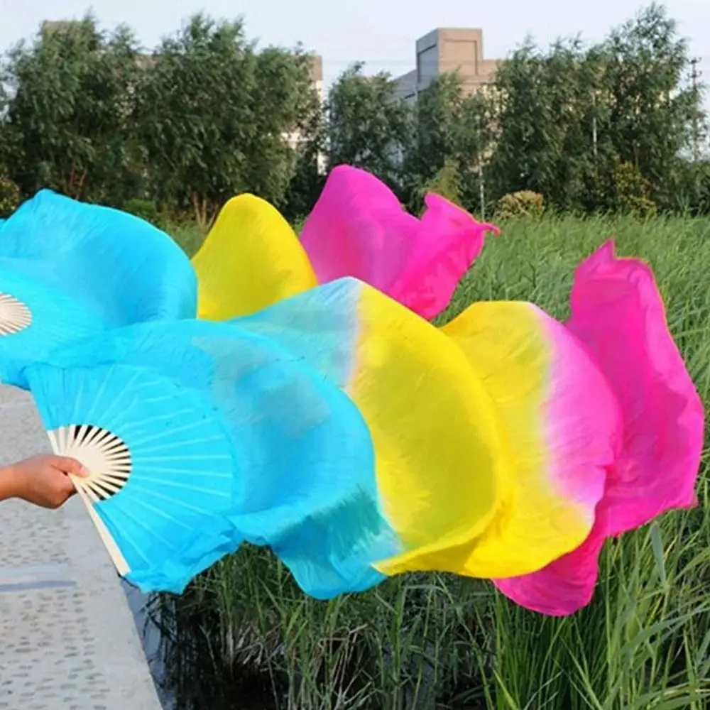 التدرج اللون الرقص الشرقي مروحة متعدد الألوان الرقص اكسسوارات طويلة تقليد مروحة 150 سنتيمتر طول ممارسة راقصة أداة #4