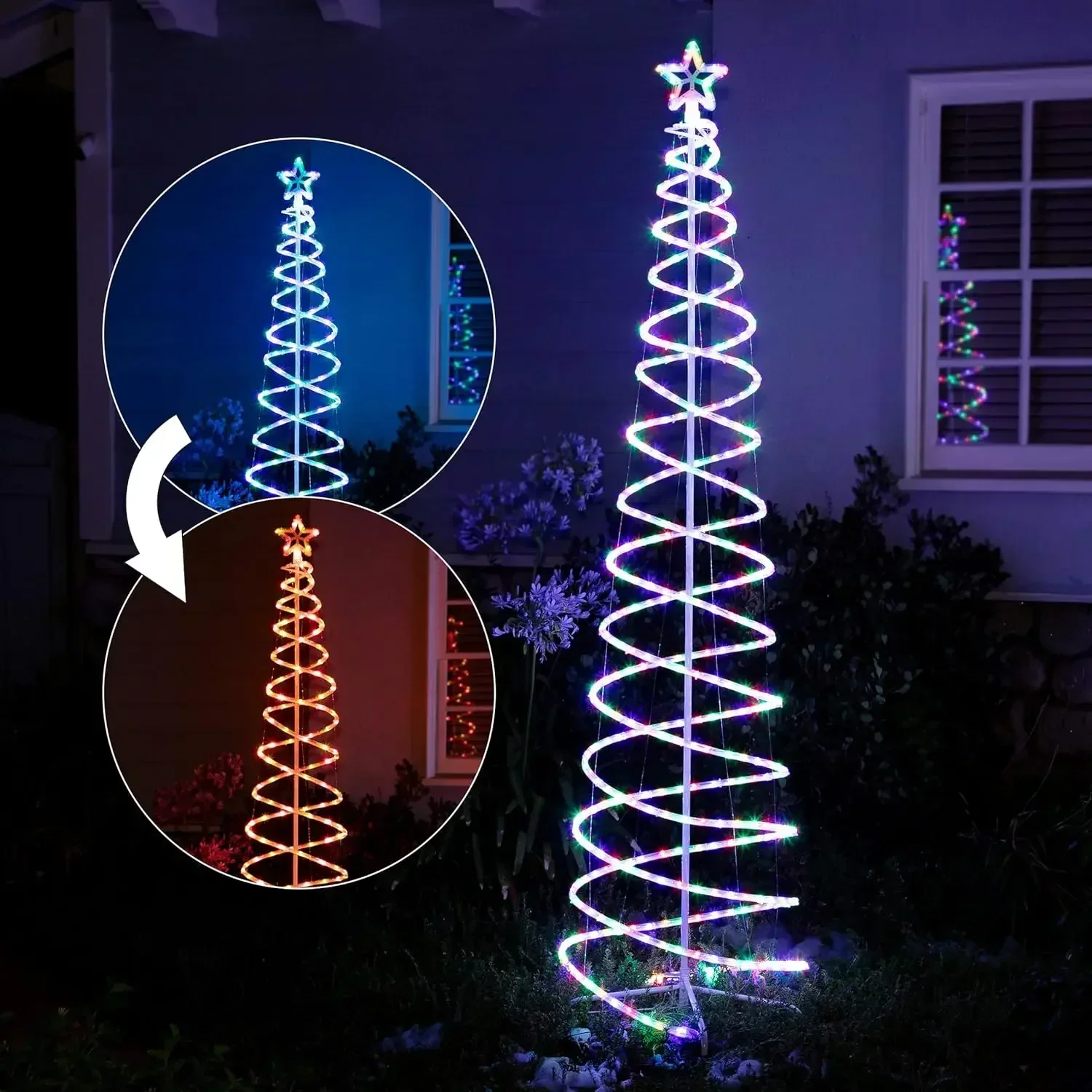 Alpine-Large Spiral Christmas Tree with Multi-Functional Colored LED Lights, Large