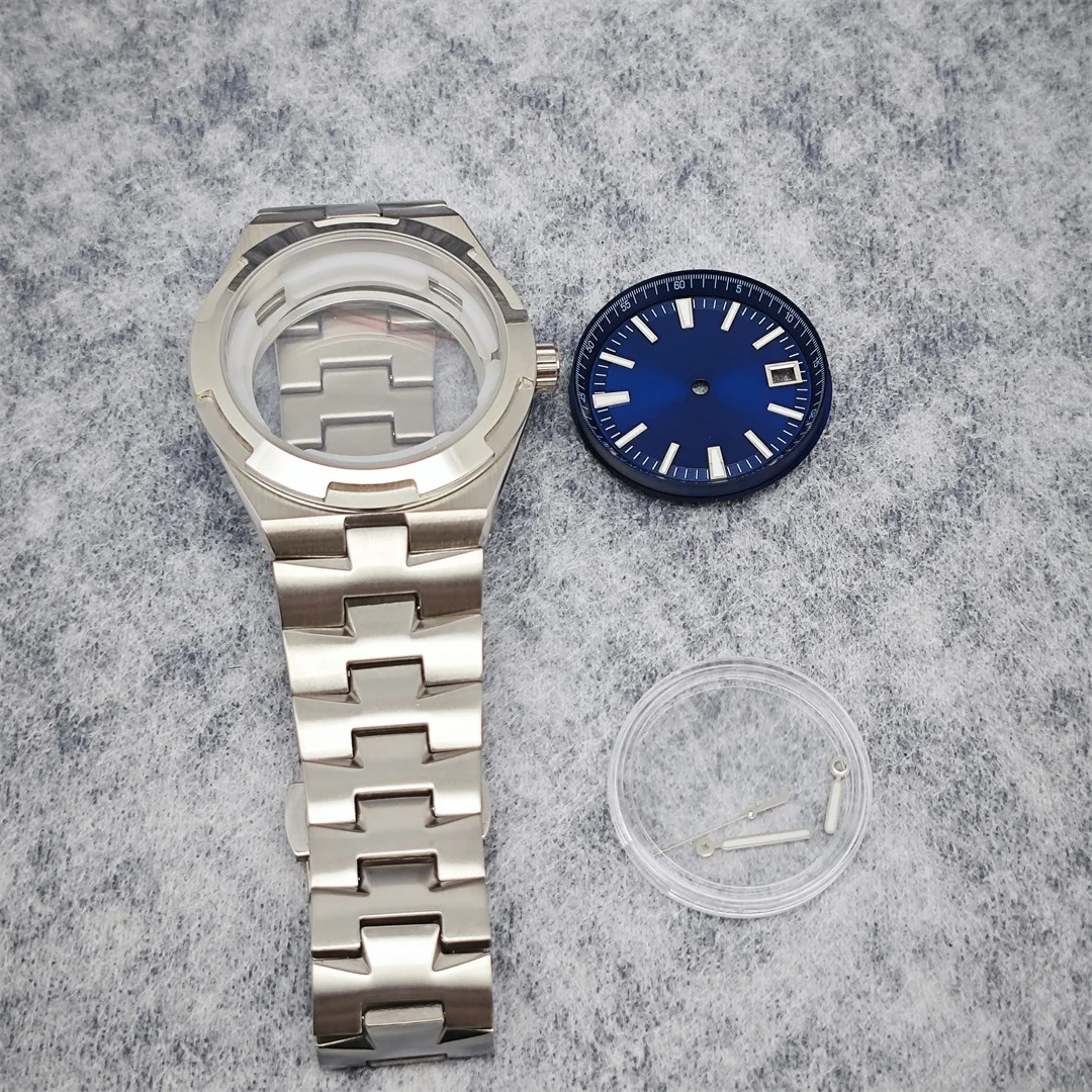 41 مللي متر الصلب ساعة مجموعة NH35 حافظة عدة الياقوت كريستال الحال بالنسبة NH35 4R NH36 حركة ساعة ميكانيكية أجزاء التجميع