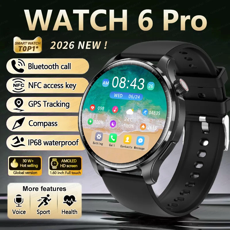2026 Nieuwe GPS SmartWatch BluetoothCall IP68 Waterdicht AMOLED Scherm Aangepaste AOD Wijzerplaat Sport Smartwatch Mannen Vrouwen Android iOS