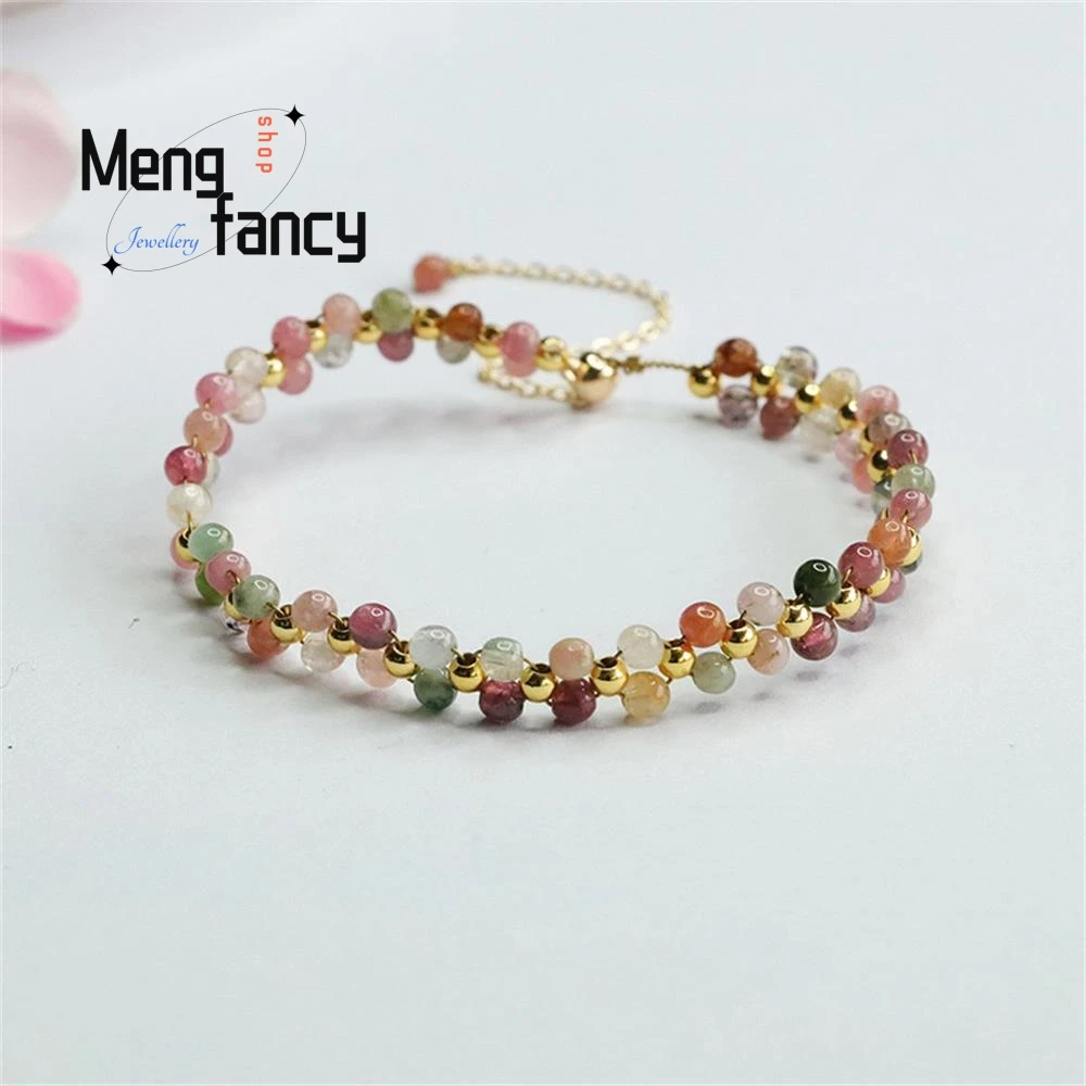 Natural Candy Colour Tourmaline Exquisite Elegant Simple High-grade Bracelet Crystal Colourful Treasure String Fashion Jewellery