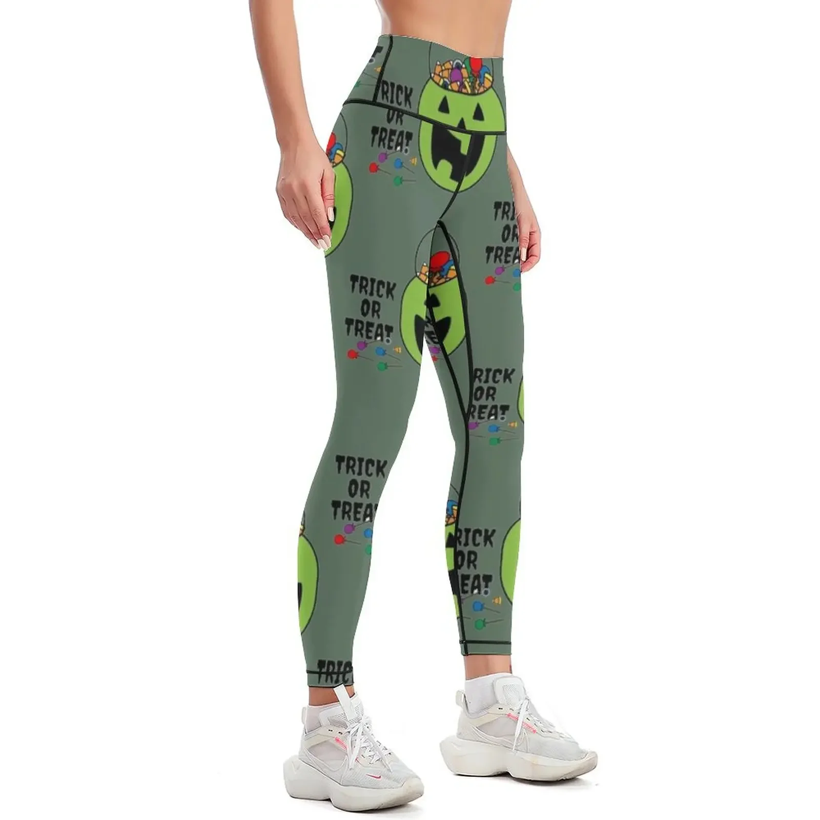 Trick or treat, Halloween, vampire, spooky, gift, pumpkin Leggings high waist sports tennis for sports woman gym Womens Leggings