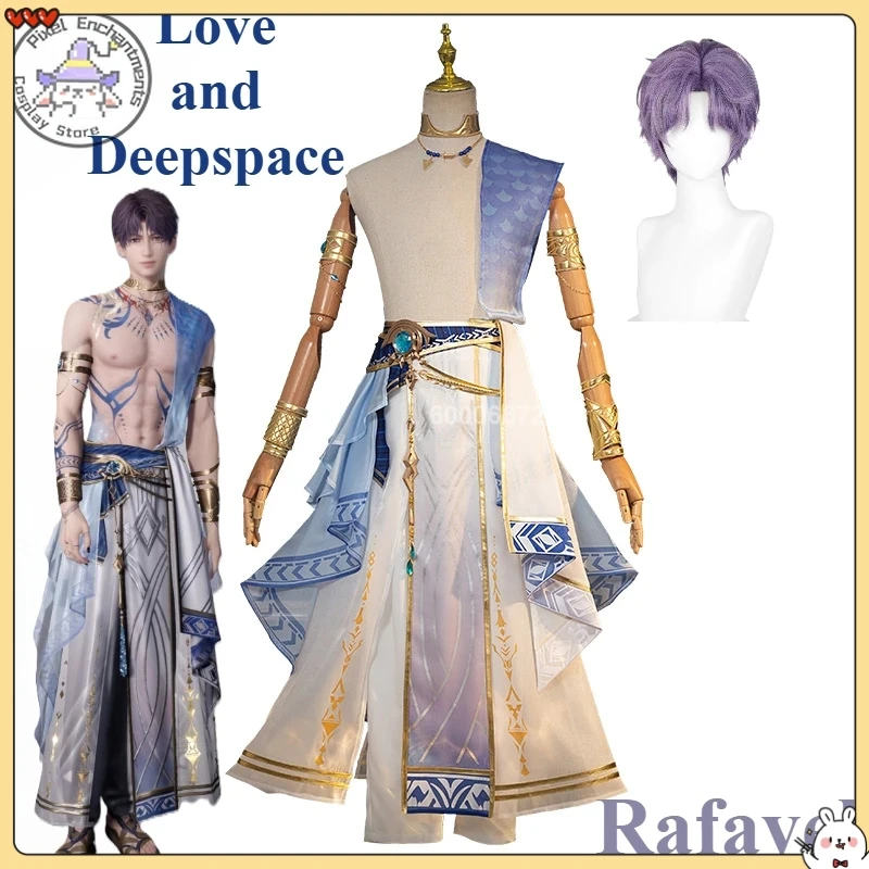 

Love and Deepspace Game Rafayel God of The Tides Cosplay Costume Wig Combats Uniform Dress Men Halloween Party Role Play Outfit