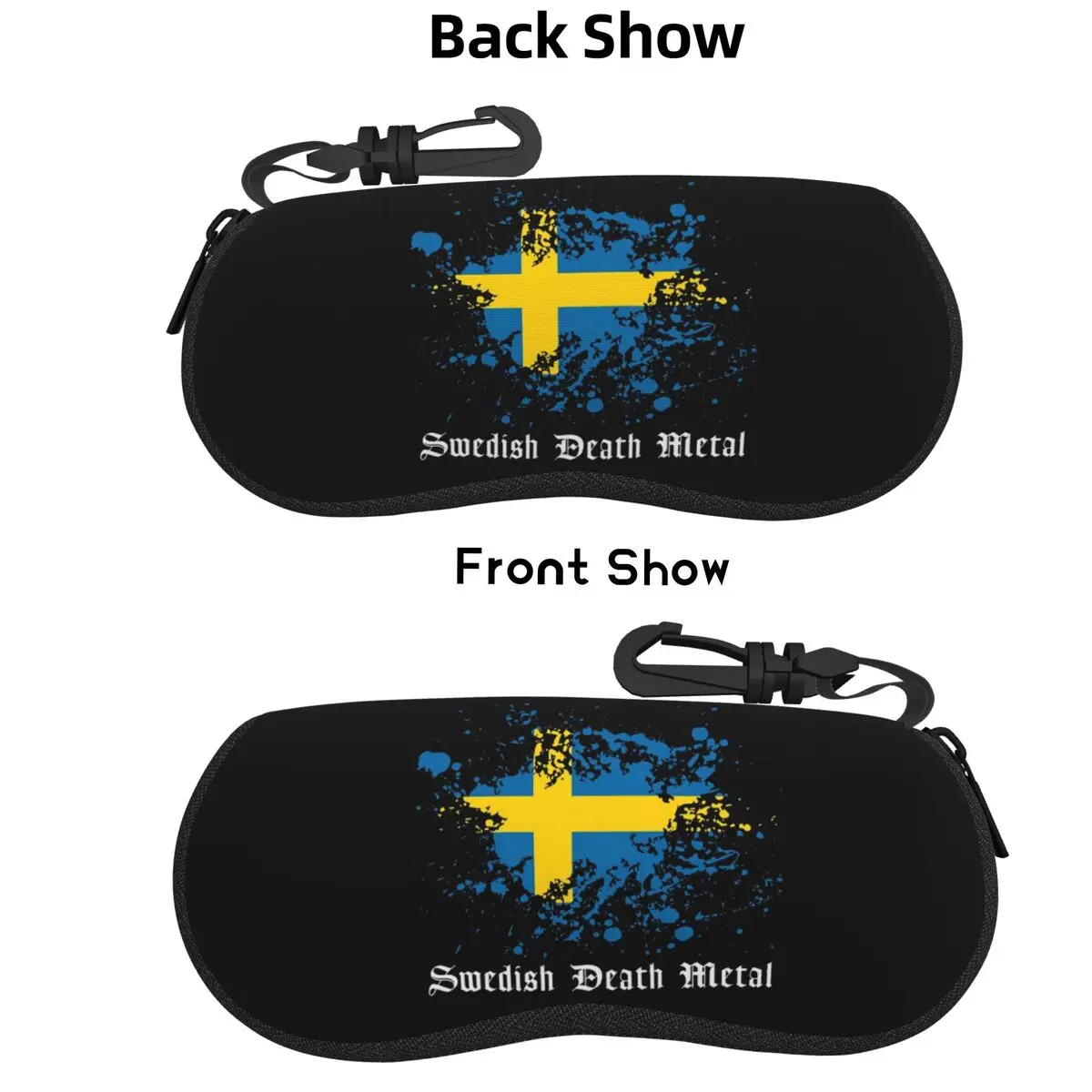 

Swedish Death Metal Band Black Heavy Sweden Flag Shell Glasses Case Protector Sunglasses Box Women Men Soft Eyeglasses Bag Pouch