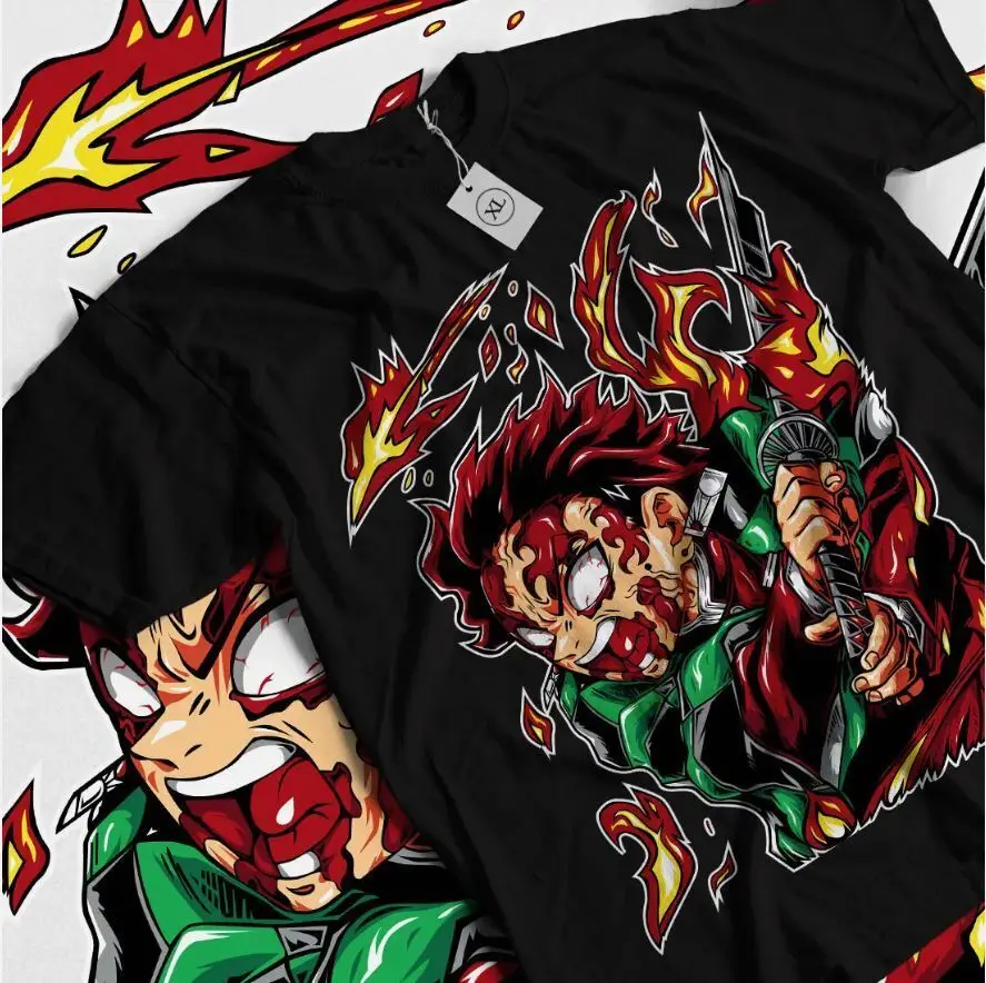 

Tanjiro Demon Slayer T-shirt Kimetsu No Yaiba Horror Anime Nezuko Shirt All Size