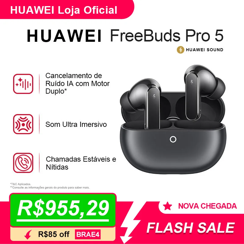 HUAWEI FreeBuds Pro 5 | Fone de Ouvido Bluetooth Sem Fio | Som Ultra Imersivo | Chamadas Nítidas