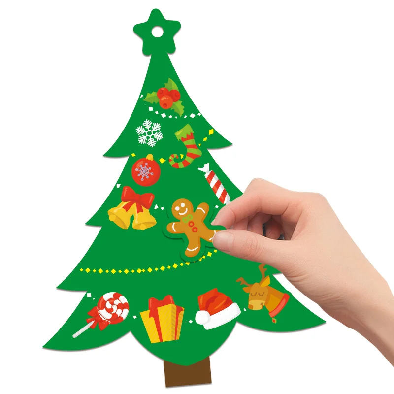 24-delige kerstboom DIY Craft Kit Gebruik stickers om vakantiekaarten te creëren Perfect voor kerstfeestjes Activitie Vakantiebenodigdheden