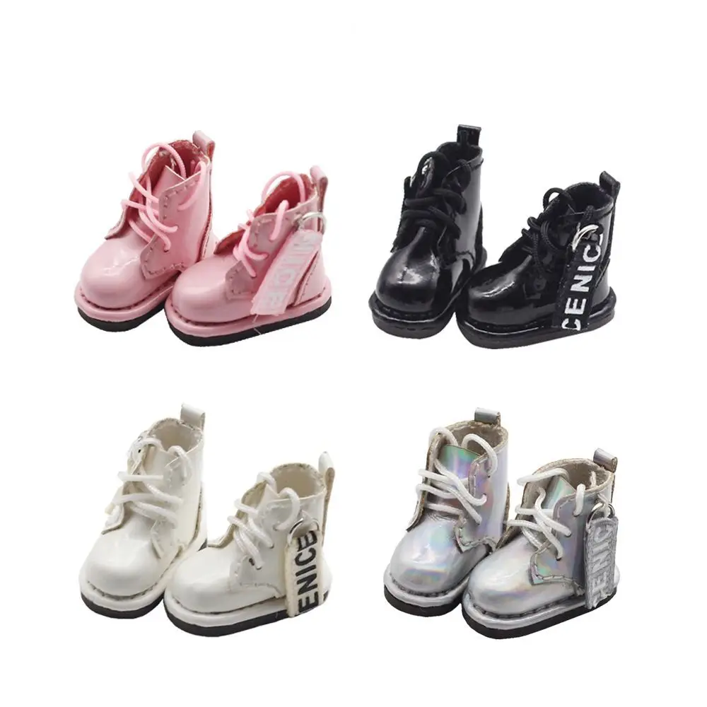 1Pair High-top Obitsu 11 Doll Leather Boots Plating Silver PU Leather 1/12 Bjd Doll Leather Shoes Casual Mini