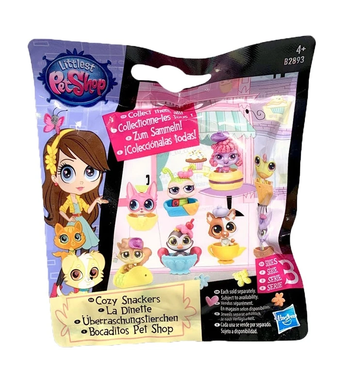 Hasbro Littleest Petshop-子供向けのミニアニメフィギュア、かわいい動物、猫と犬、モデルアクセサリー、ミステリーパック、サプライズボックス、ギフト