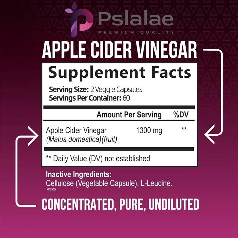 Apple Cider Vinegar - Fat Burner, Natural Detox and Cleanse, Energy Support Supplement