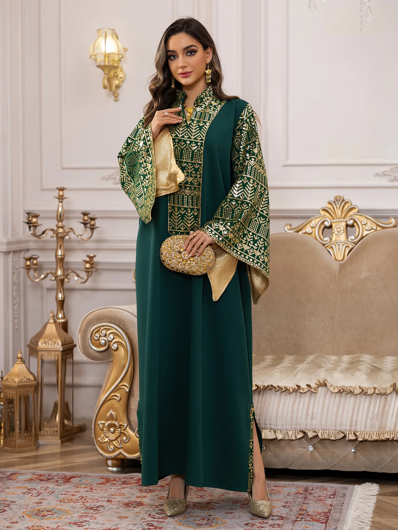 فستان نسائي فساتين عباية للحفلات مطرزة بالترتر رمضان عيد مسلم عربي رداء طويل المغرب دبي قفطان فيستدوس جلابية 2025 #5