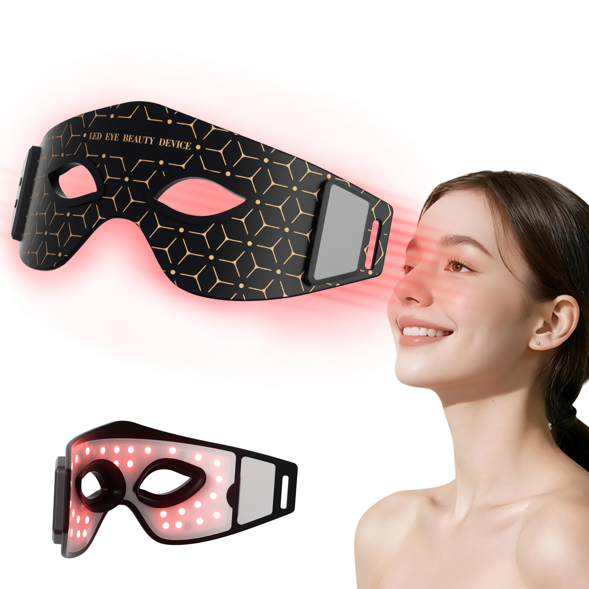 Wireless-Charging LED Red Light Therapy Eye Mask – Portable Light Therapy Skincare Mask for Relieving Eye Bags and Dark Circles