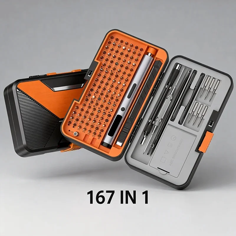 167-in-1 Electric Screwdriver Set with Magnetic Bits, Multi-purpose Repair Tool Kit for Cellphone, Computer JJ5104