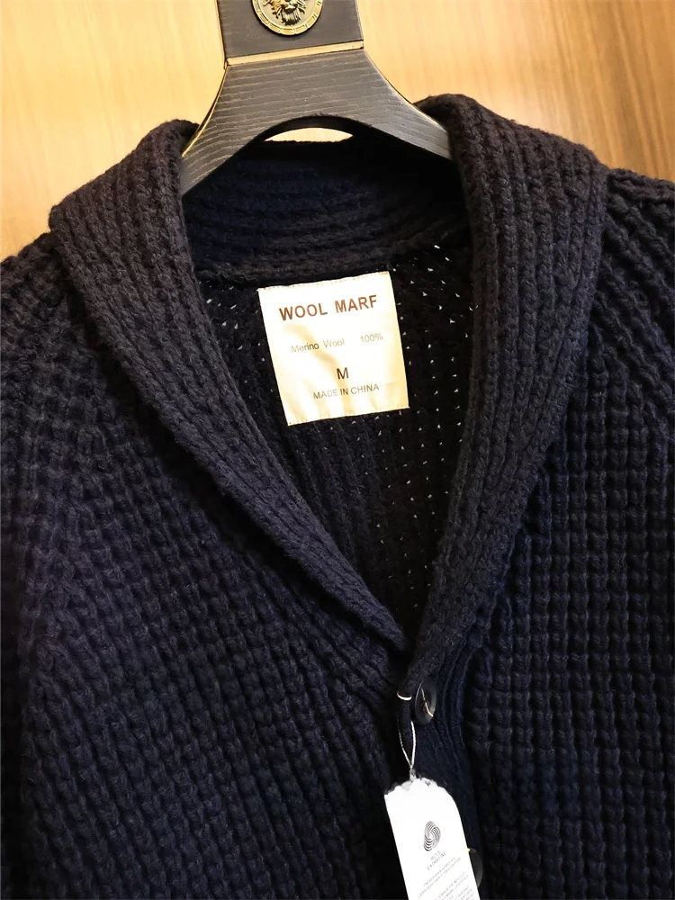 

Зимний мужской свободный вязаный шерстяной свитер, модный уютный длинный воротник с большим воротником, однотонный молодежный свитер