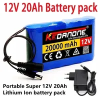 SU NEW Portable Super 12V 20000mah battery Rechargeable Lithium Ion battery pack capacity DC 12.6v 20Ah CCTV Cam Monitor + charg
